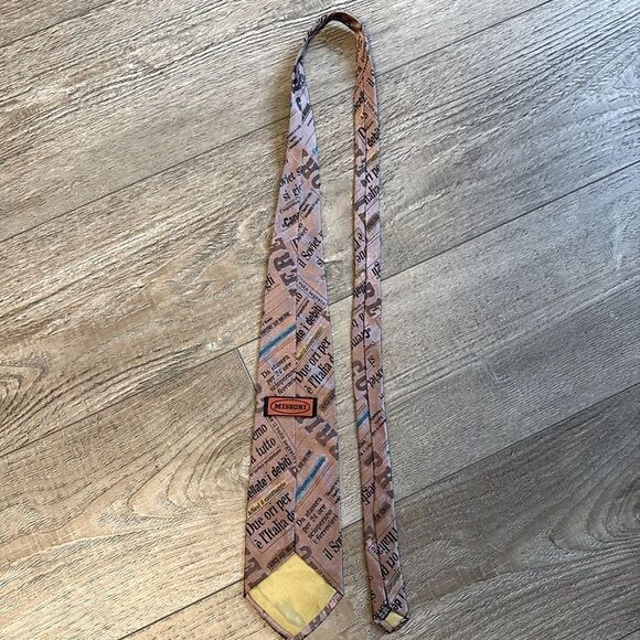 Missoni Silk Italian Newspaper Print Patterned Neck Tie - Picture 5 of 5